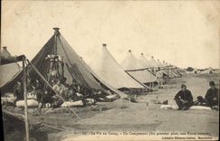 VINTAGE POSTCARD Militaria life with the camp a camping