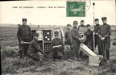 VINTAGE POSTCARD Militaria Camp of Sissonne Artillery Put out of battery