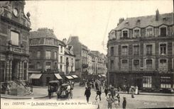 VINTAGE POSTCARD Dieppe Bank the General society and the street of the Bar