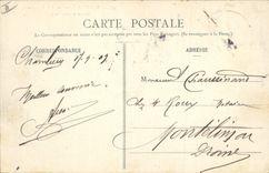 VINTAGE POSTCARD Bank Chambéry Boulevard of the column General society