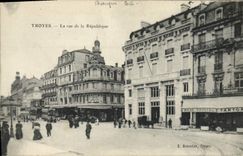 VINTAGE POSTCARD Bank Troyes Street of the Republic General society