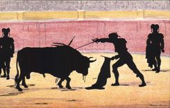 CPA Contre la lumiere Corrida Taureau
