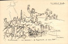 CPA Fantaisie Illustrateur Poulbot Militaria 