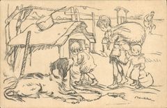 CPA Fantaisie Illustrateur Poulbot Chien 