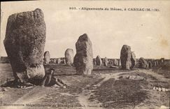 VINTAGE POSTCARD Dolmen Menhir Alignments of Menec has Carnac