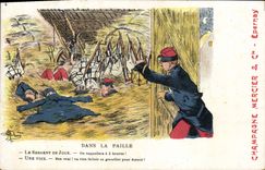 CPA Militaria Dans la paille