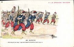 CPA Militaria En marche 