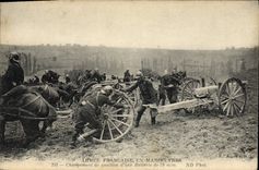 VINTAGE POSTCARD Militaria Operations Change of position of a battery of 75mm