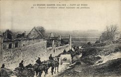 VINTAGE POSTCARD Militaria In North active Convoy of Artillery to join its positions