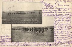 VINTAGE POSTCARD Militaria the procession of the cyclists of the 11th Velo division Cycles