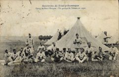 CPA Militaria Environs de Toul Camp de Bois l'Eveque Un groupe de soldats au repos