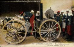 VINTAGE POSTCARD Militaria In quarterings Travelling kitchen