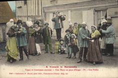 VINTAGE POSTCARD Folklore Through Normandy a wedding in country of Trough a hammer