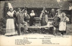 VINTAGE POSTCARD Folklore In Normandy the assembly of Autretot