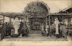 CPA Theatre Guignol Cantine des deux drapeaux pour les permissionnaires Croix Rouge amricaine