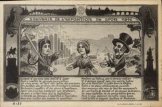 VINTAGE POSTCARD Theater Puppet Souvenir of the exposure of Lyon 1914