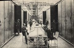 VINTAGE POSTCARD Bank Paris Crédit Lyonnais One of the galleries under grounds of strong trunks TOP