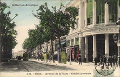 VINTAGE POSTCARD Nice Bank Which occurred of the Station Crédit Lyonnais