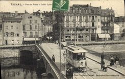 CPA Banque Epinal Pont de pierre et Credit Lyonnais Tramway 