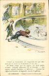 CPA Fantaisie Illustrateur Poulbot Victor Hugo Les miserables Cygne Swan 