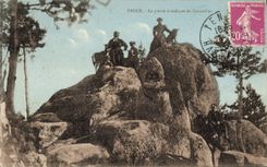 VINTAGE POSTCARD Dolmen Tence Menhir druidic stone of Crouizillac Goat
