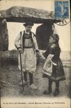VINTAGE POSTCARD Dolmen Menhir With the country of the dolmens Young Breton Costumes of Rosporden Folklore