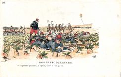 CPA Militaria Sous le feu de l'ennemi