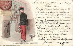VINTAGE POSTCARD Militaria After the extinction of fires