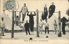 VINTAGE POSTCARD Militaria camp of Sissonne the fixed bar