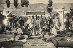 VINTAGE POSTCARD Militaria Camp of Interior Auvours of a room