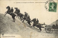 VINTAGE POSTCARD Militaria the field artillery Left a pit deep
