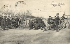 CPA Militaria Manoeuvres d'artillerie 