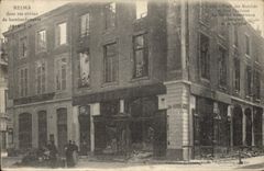 VINTAGE POSTCARD Banque Rheims Places Steps and Street Trudaine the company nanceenne and the shepherdess