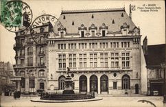 VINTAGE POSTCARD Banque Dijon Places François Rude Private banking