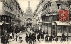 VINTAGE POSTCARD Paris Bank the Counter of Discount and the street Rougemont