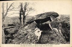VINTAGE POSTCARD Dolmen Menhir Camp of Coetquidan Dolmen of Roherman says Niche has Gabineau In the south of the castle of the Wood of the Wolf