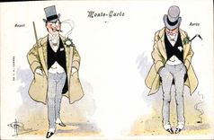 VINTAGE POSTCARD Fantasy Illustrator Albert Guillaume Monte Carlo Monaco