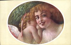 VINTAGE POSTCARD Fantasy Illustrator Guerzussi Child wife