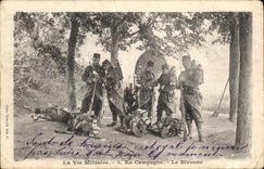 VINTAGE POSTCARD Militaria In shift the bivouac