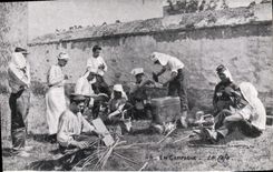 VINTAGE POSTCARD Militaria In shift coffee