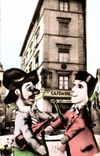 VINTAGE POSTCARD Puppets Puppet and gnafron on the place of the Assembled Trinity of Gourguillon Street St Georges Lyon