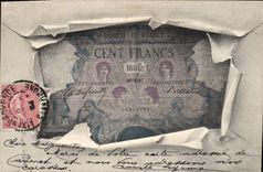 VINTAGE POSTCARD Ticket Hundred Francs
