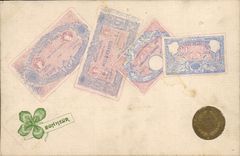 VINTAGE POSTCARD Tickets Part 10 Francs Gold