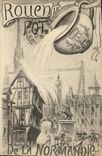 Folklore de Ruán de la POSTAL de la VENDIMIA el pote de Normandía