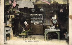 CPA Folklore Normandie Interieur Normand 