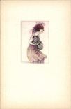 VINTAGE POSTCARD Fantasy Illustrator Bompard Woman Dog