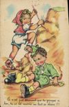 VINTAGE POSTCARD Fantasy Illustrator Gougeon Children Alpinism