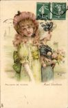 VINTAGE POSTCARD Fantasy Illustrator Harvest of pinks Maud Goodman
