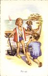 VINTAGE POSTCARD Fantasy Illustrator Children Pine Up