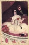 VINTAGE POSTCARD Fantasy Illustrator the theater Alexandre Dumas Wire the lady with the Camellias